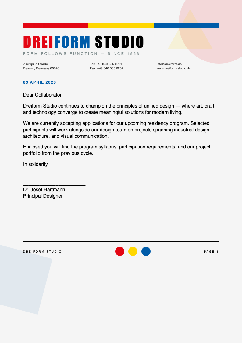 Bauhaus revival decorative letterhead